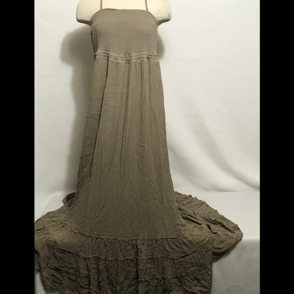 HYFVE Dresses & Skirts - HYFVE raw edge halter style size L green maxidress